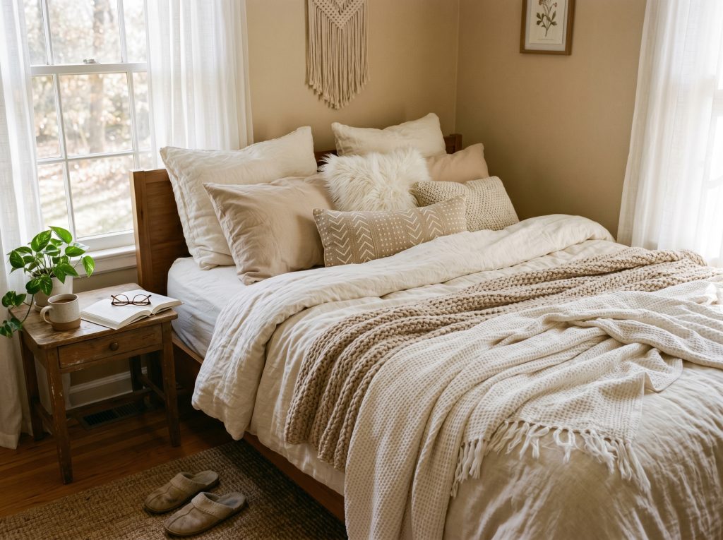 Layer Your Bedding for a Cozy Bedroom Look