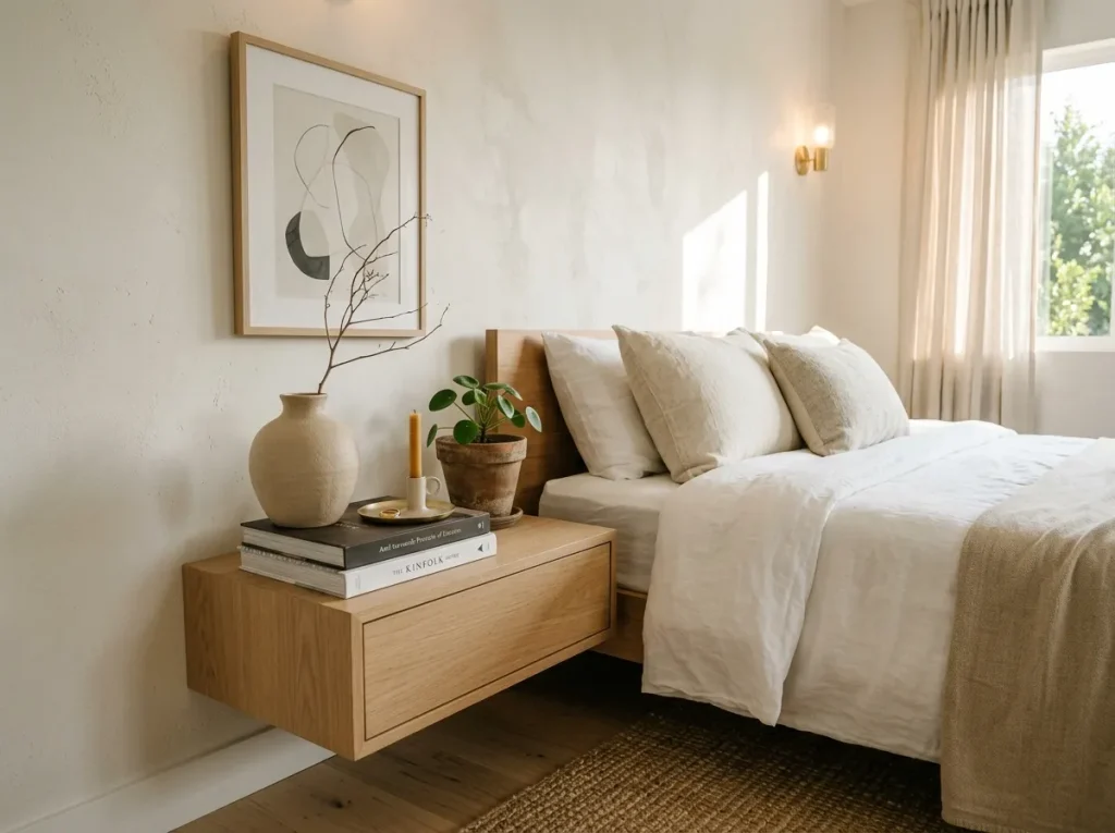 Minimalist bedroom accessories and decor styling